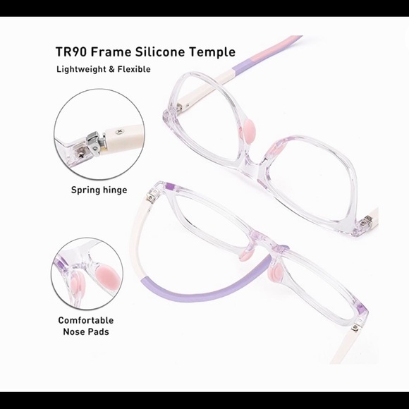 Wowsun Iridescent Purple Pink Kids Childrens Blue Light Blocking Glasses w/ Pads - Picture 2 of 10